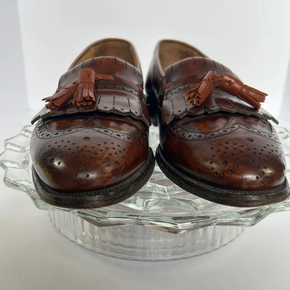 Johnston & Murp Wingtip Tassel Loafers Brown Leather Dress Shoes Mens Size 8.5 D